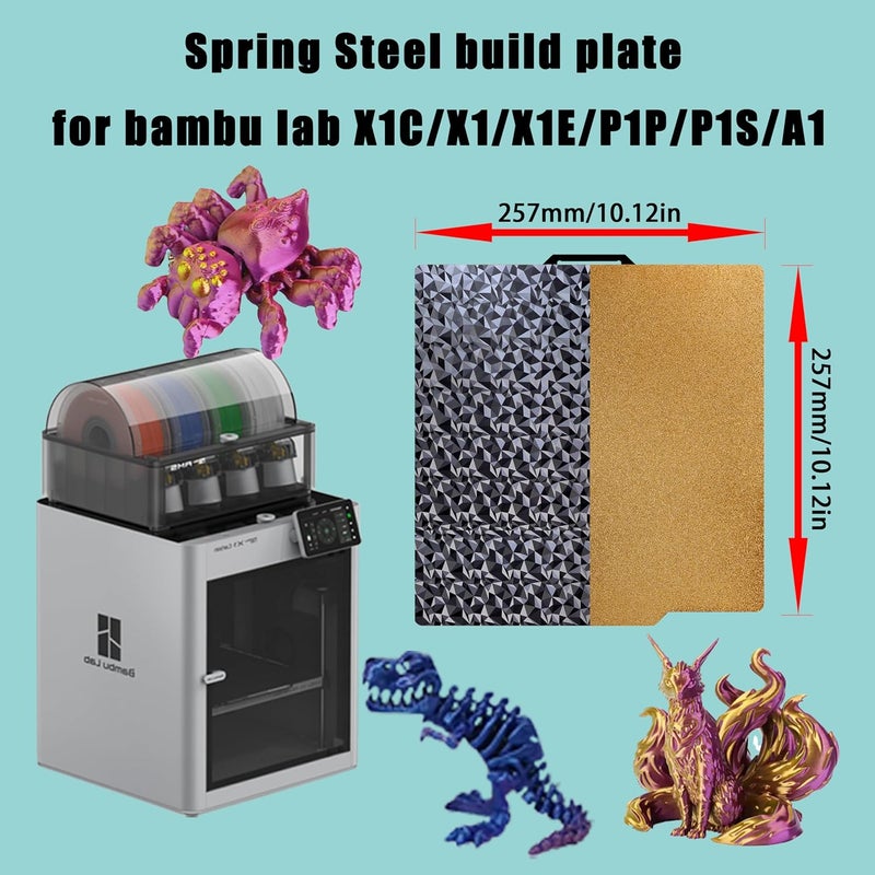 Tiny Trees Build Plate for Bambu Lab P1S P2S A1 X1 X1C X1E P1P: TinytreesSmooth PEI H1H Carbon PET PEO PEY Sheet Bed Plate P1S Build Plate for 3D Printing Hobbyist, 257 X 257mm (Smooth PEO+Textured PEI) - Image 3